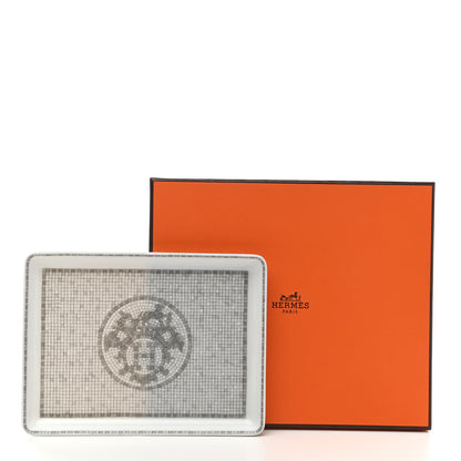 Hermes Porcelain Mosaique Au 24 Sushi Plate Platine 9 of 9