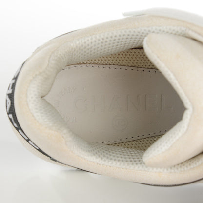 Chanel Suede Calfskin Canvas Goatskin CC Sneakers 38 White Gray 7 of 9