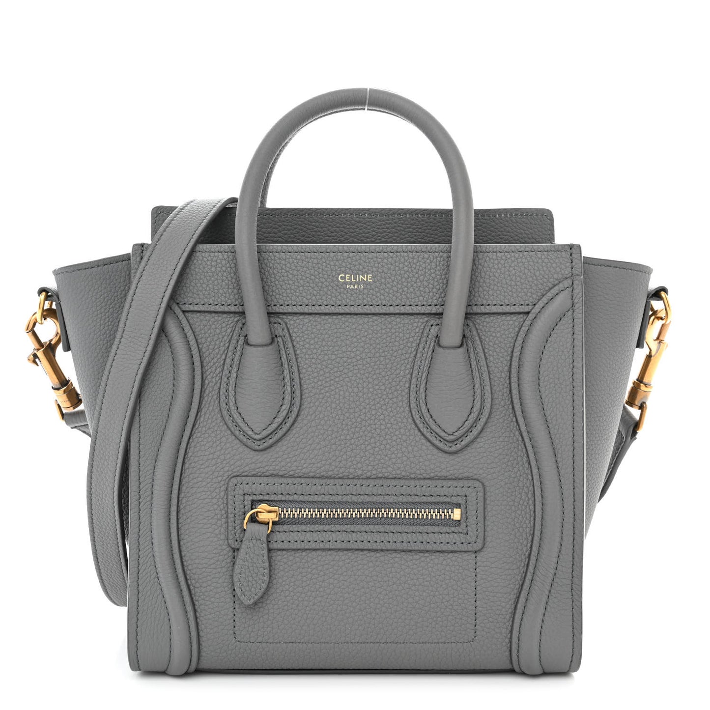 Drummed Calfskin Nano Luggage Kohl