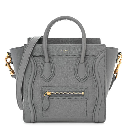 Celine Drummed Calfskin Nano Luggage Kohl 1 of 12
