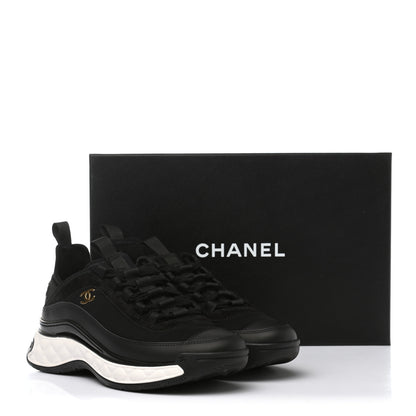Chanel Velvet Calfskin Mixed Fibers CC Sneakers 38 Black 9 of 9