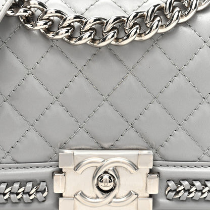 Chanel Iridescent Lambskin Quilted Small Chain Around Boy Flap Grey 8 of 11