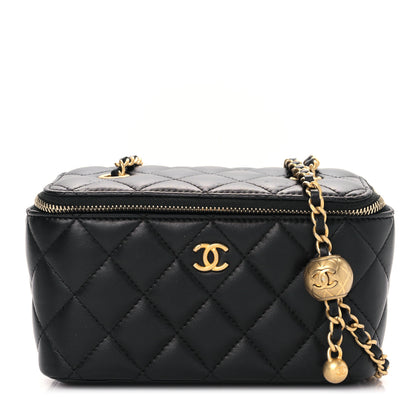 Chanel Lambskin Quilted Pearl Crush Small Vanity Case With Chain Black 1 of 9