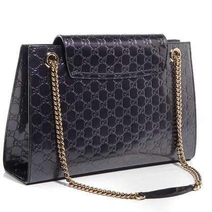 Gucci Shine Guccissima Large Emily Chain Shoulder Bag Melanzana 3 of 8
