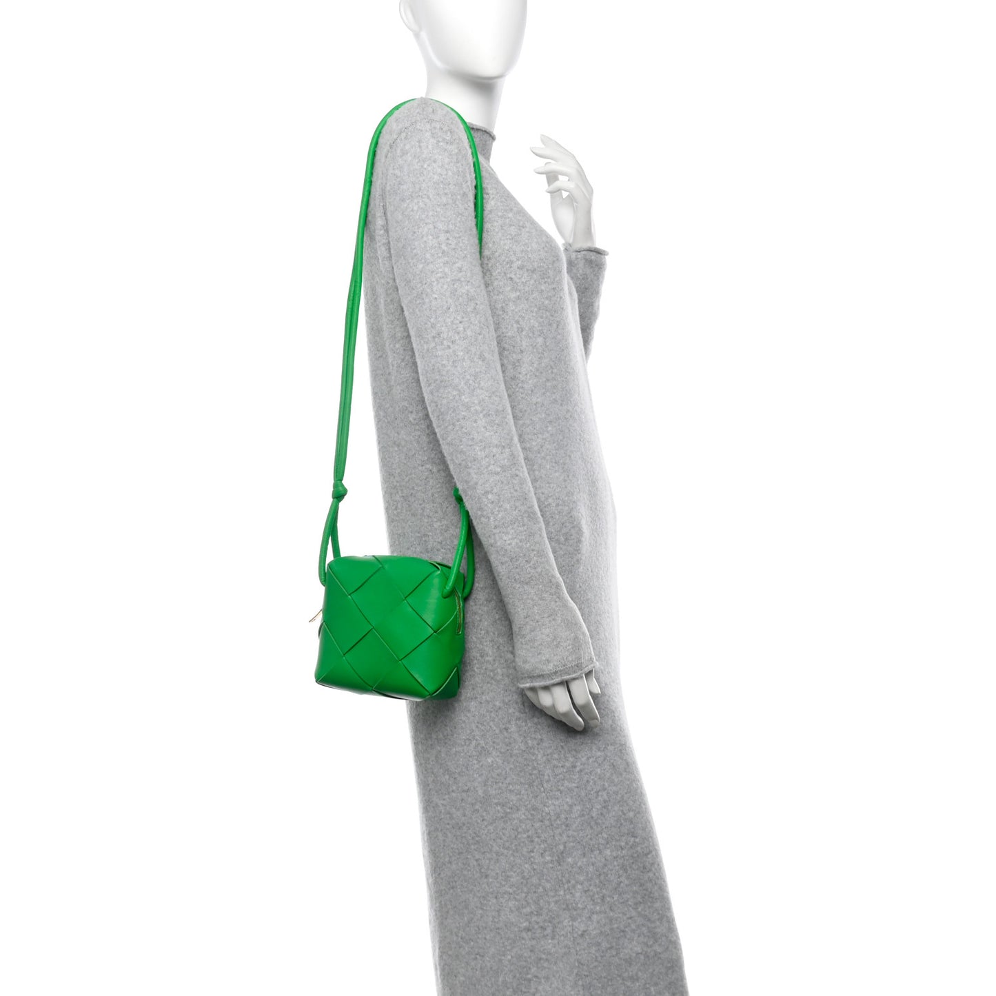 Lambskin Maxi Intrecciato Mini Cassette Camera Bag Parakeet