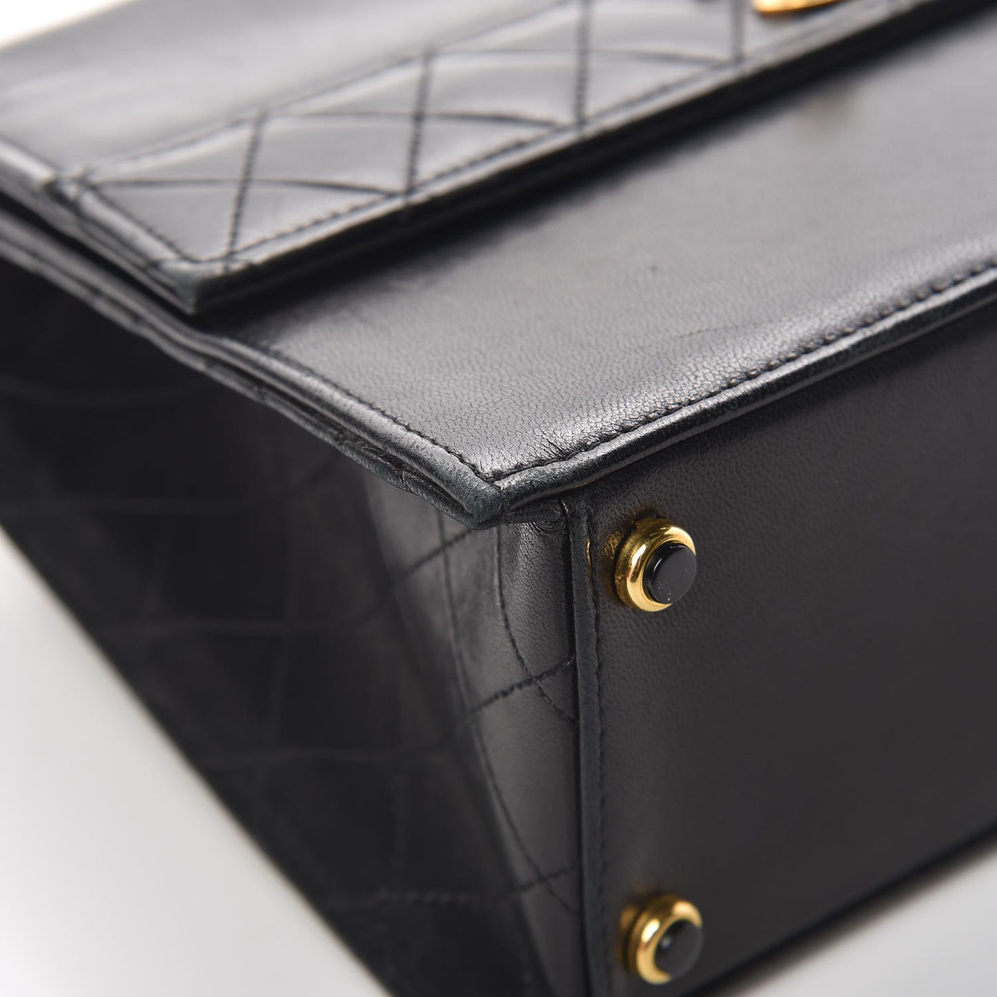Lambskin Quilted Shoulder Flap Bag Black
