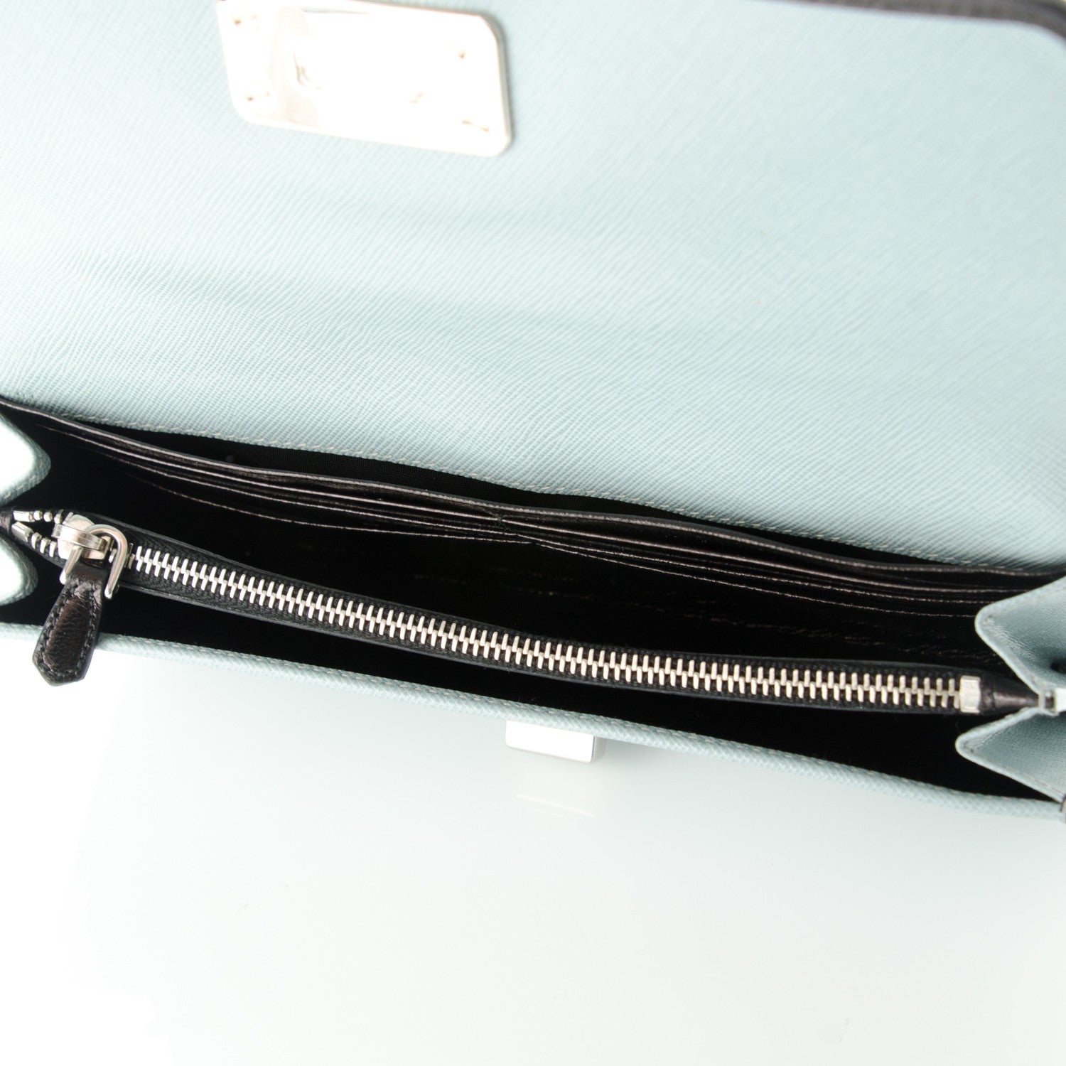 Prada Saffiano Bi-Color Turnlock Wallet Pervinca 5 of 14