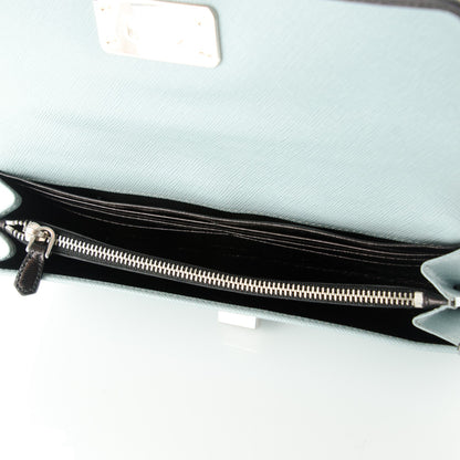 Prada Saffiano Bi-Color Turnlock Wallet Pervinca 5 of 14