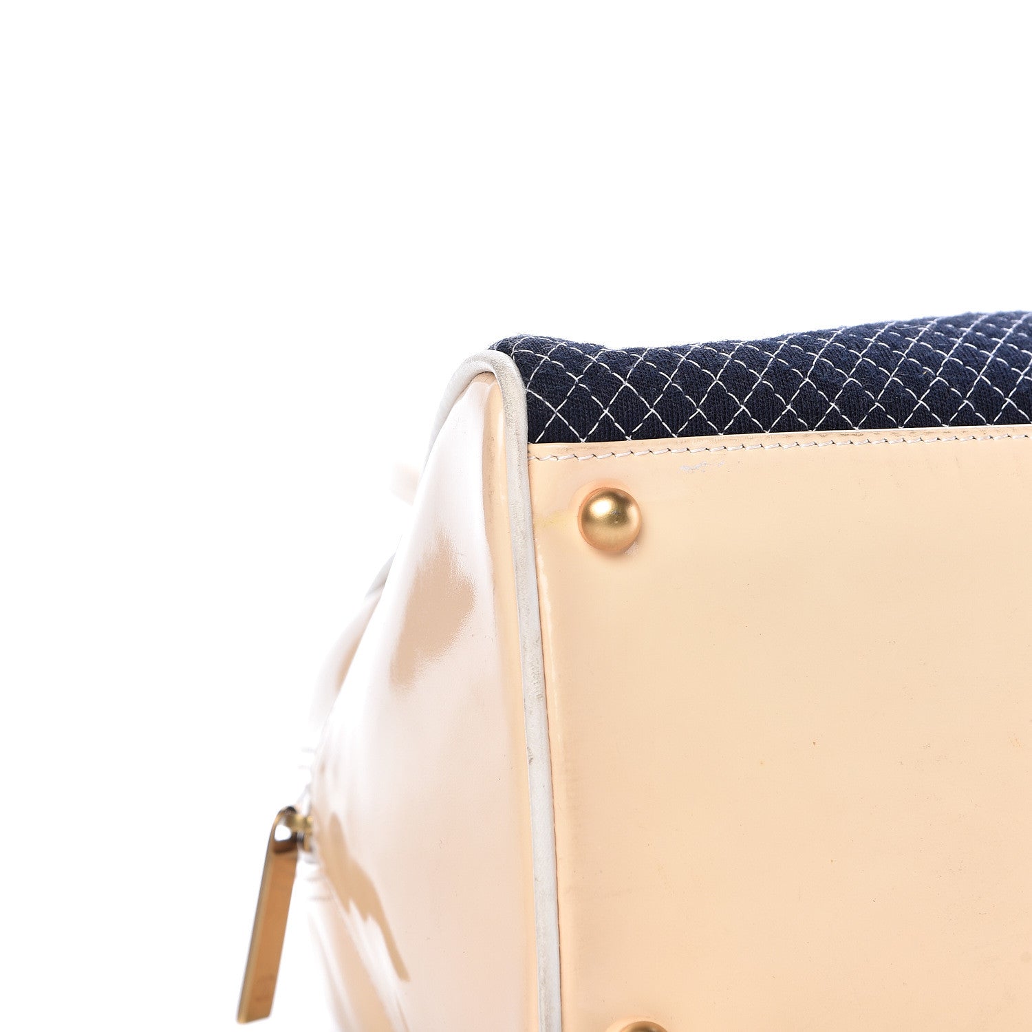 Chanel Patent Jersey Quilted Bowler Navy Blue 14 of 18
