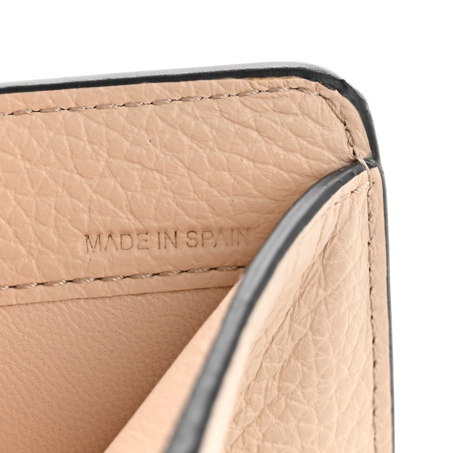 Grained Calfskin Alphabet Compact Wallet Nude