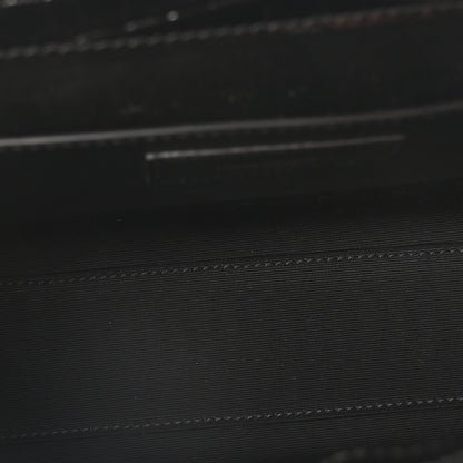 Saint Laurent Shiny Calfskin Crocodile Embossed Manhattan Baguette Black 5 of 10