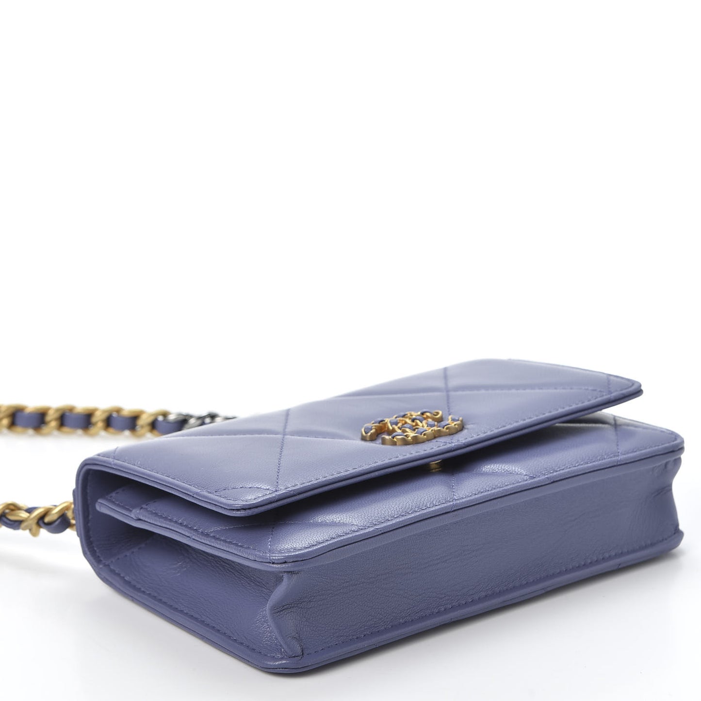 Goatskin Quilted 19 Wallet On Chain WOC Purple