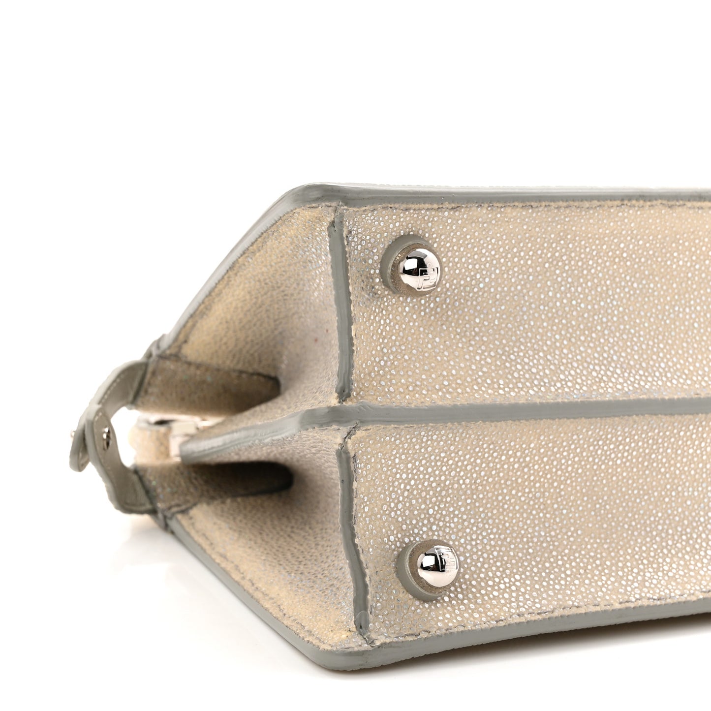 Stingray Shiny Nappa Petite Peekaboo I SEE U Satchel Beige