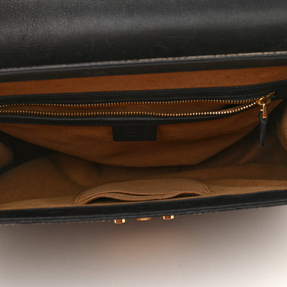 Gucci GG Supreme Monogram Calfskin Medium Padlock Top Handle Bag Beige Black Cuir 5 of 13