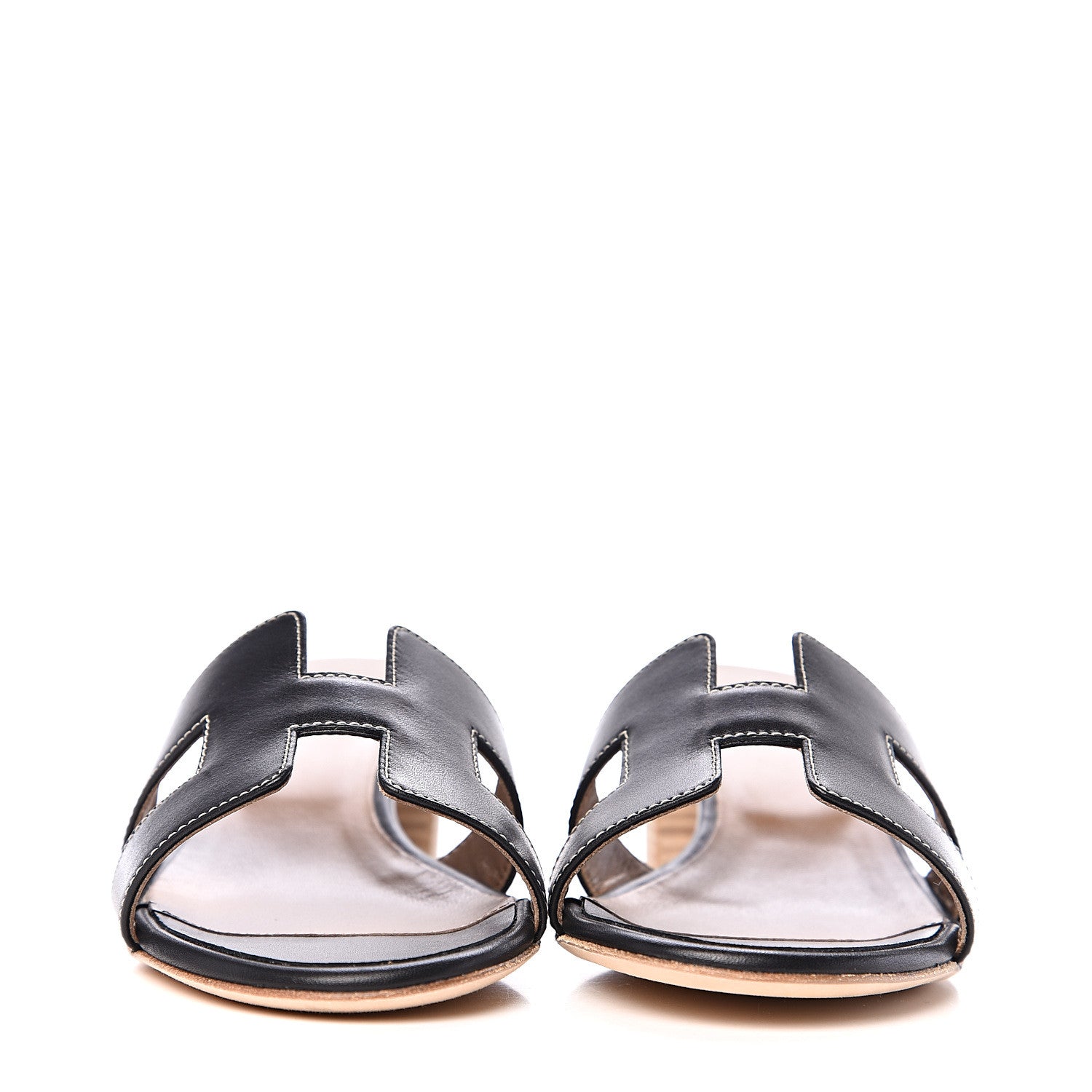 Hermes Calfskin Oasis Sandals 37 Black 2 of 11