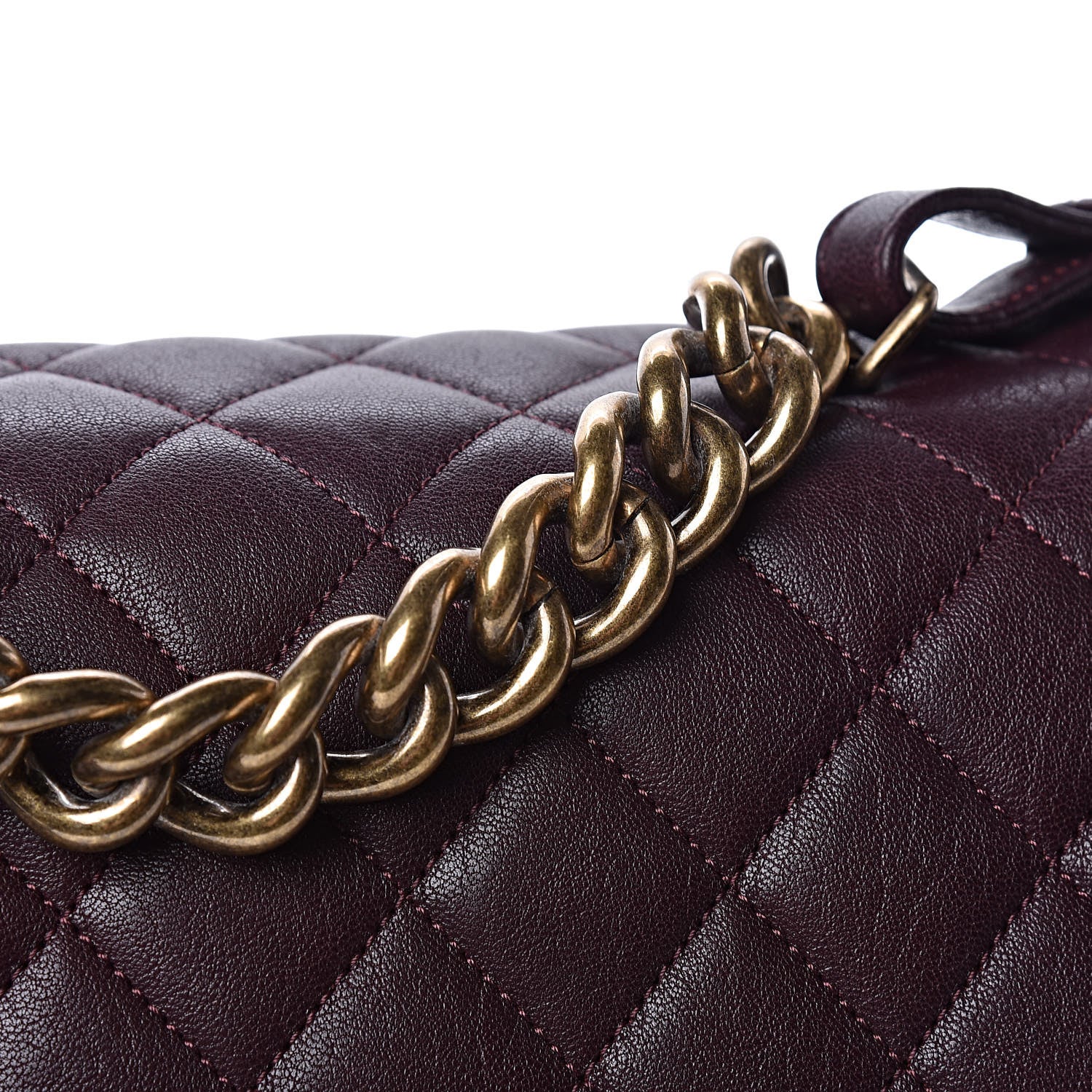 Chanel Shiny Sheepskin Quilted Large Trapezio Flap Dark Burgundy 11 of 12
