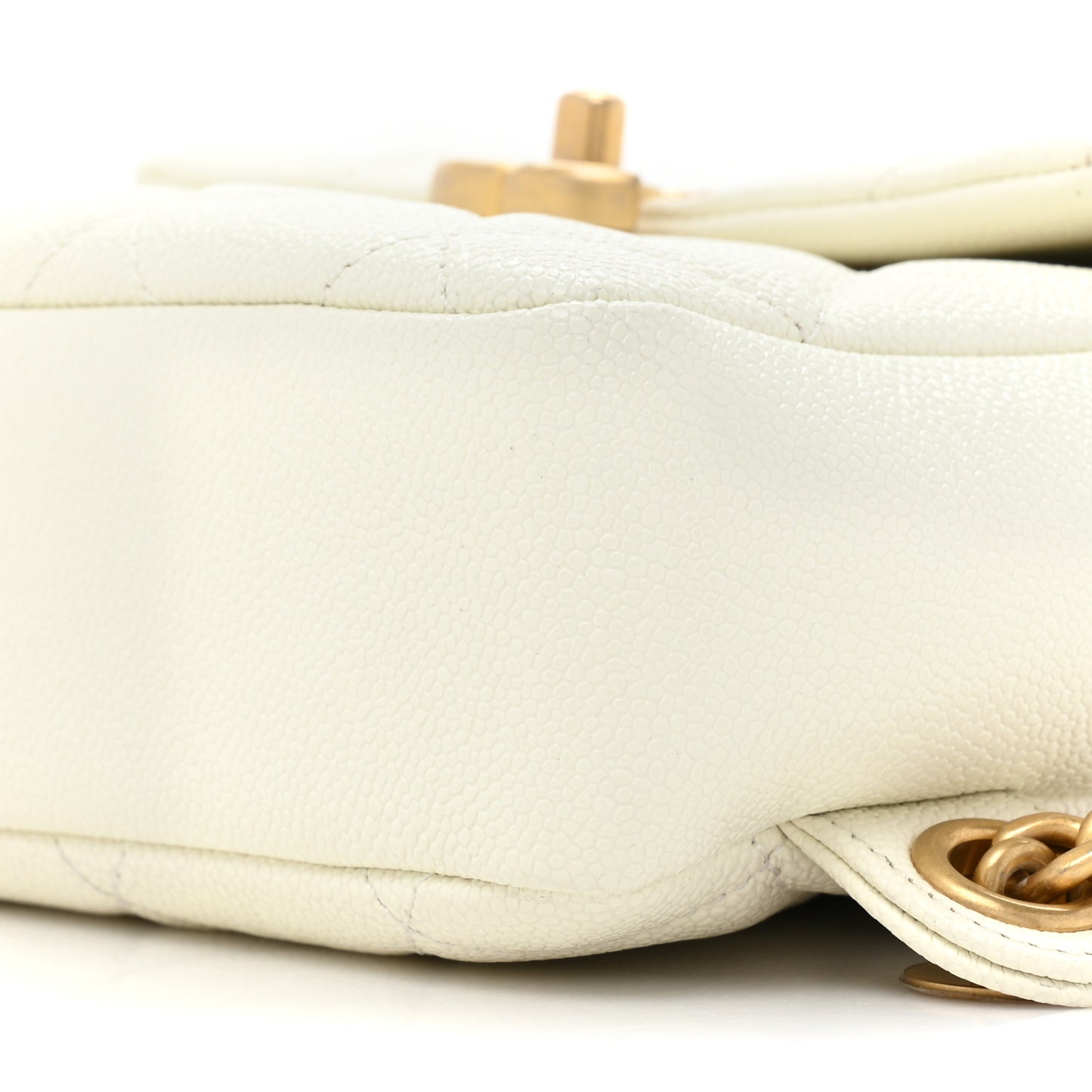 Shiny Caviar Quilted Chain Melody Backpack White