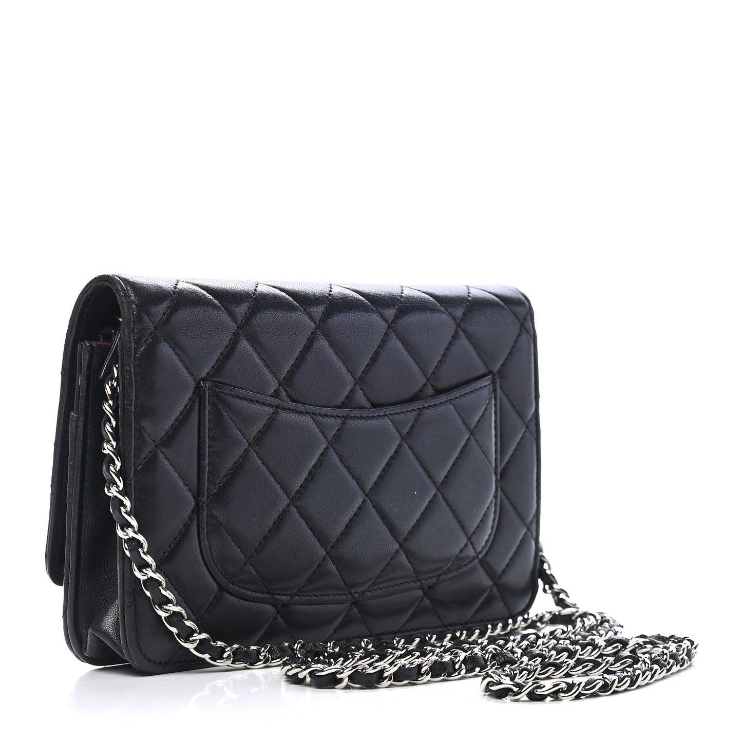 Lambskin Quilted Wallet On Chain WOC Black