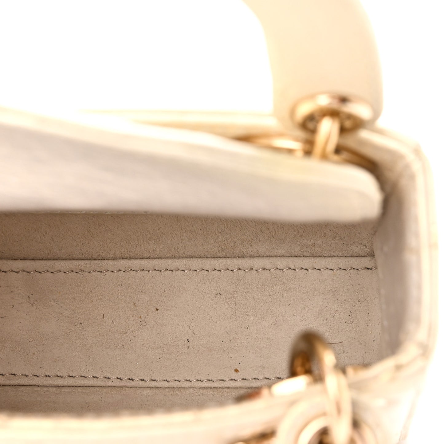 Iridescent Ostrich Micro Lady Dior Latte