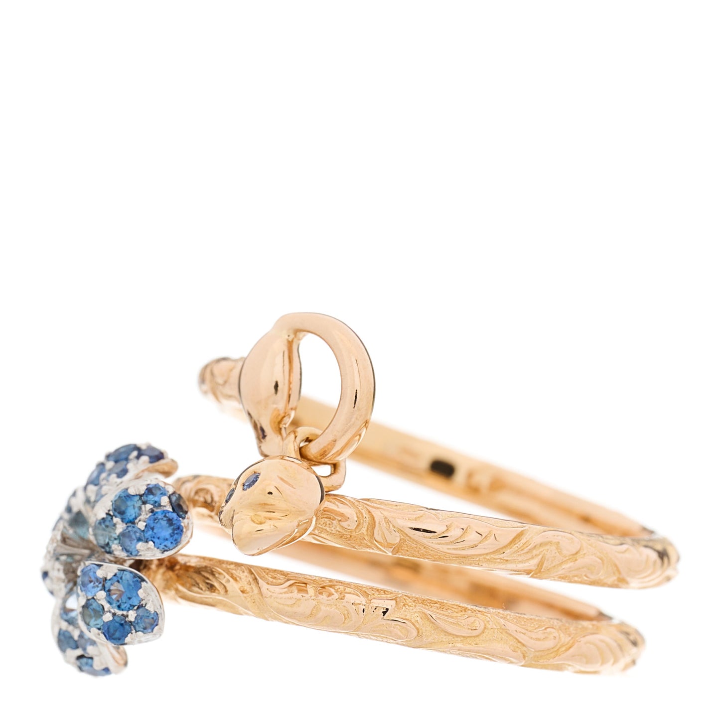 18K Rose Gold Diamond Blue Sapphire Flora Wrap Ring 52 6