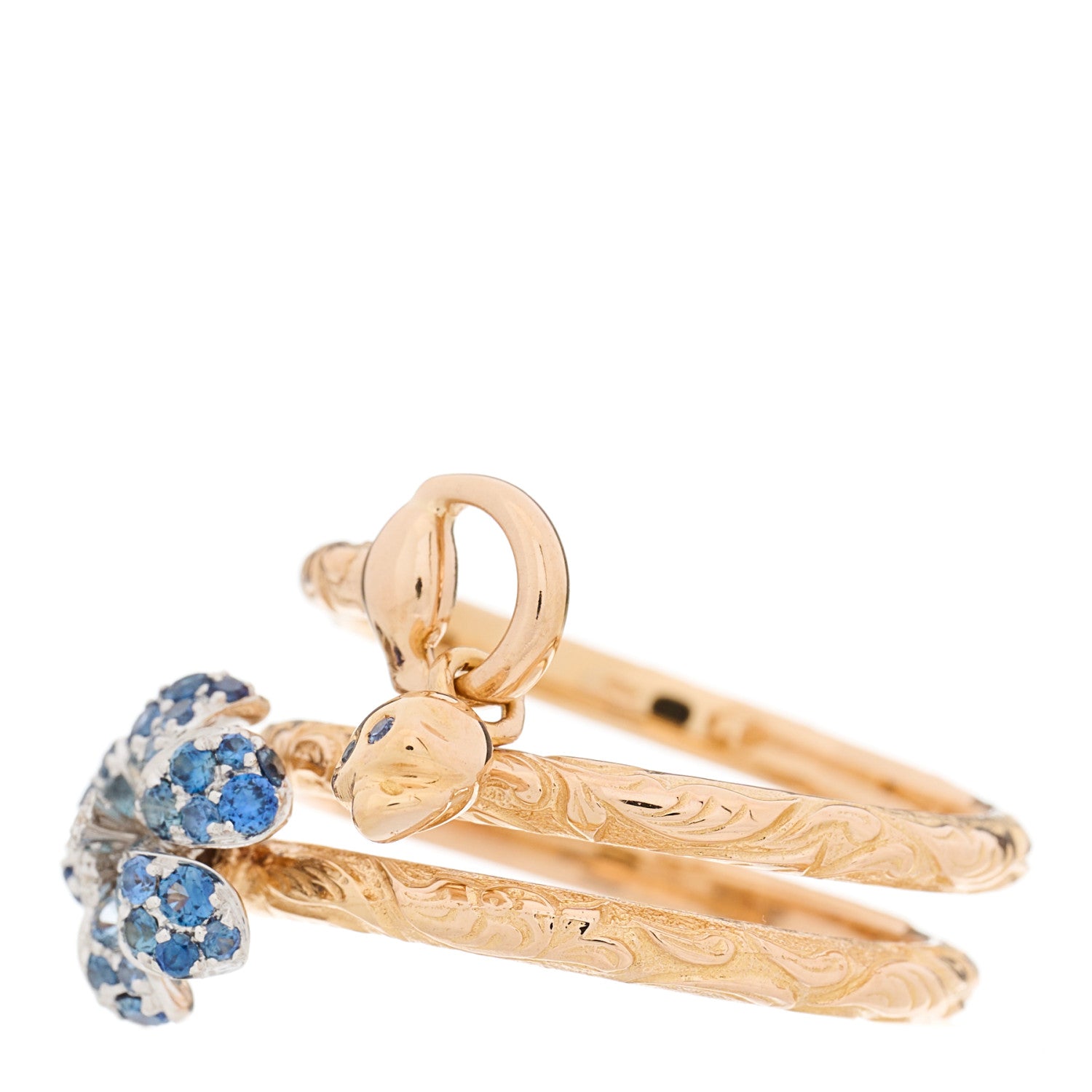 Gucci 18K Rose Gold Diamond Blue Sapphire Flora Wrap Ring 52 6 3 of 8