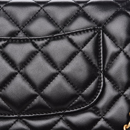 Chanel Lambskin Quilted CC Pearl Crush Wallet on Chain WOC Black 14 of 14