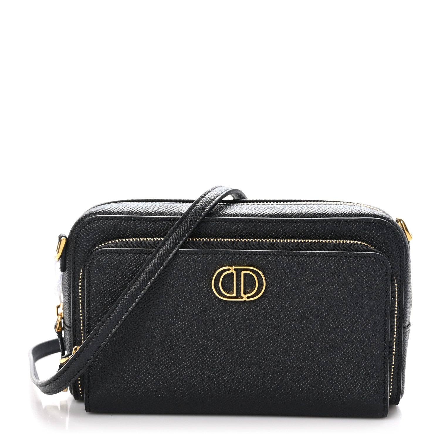 Christian Dior Grained Calfskin Caro Double Pouch Black 1 of 11