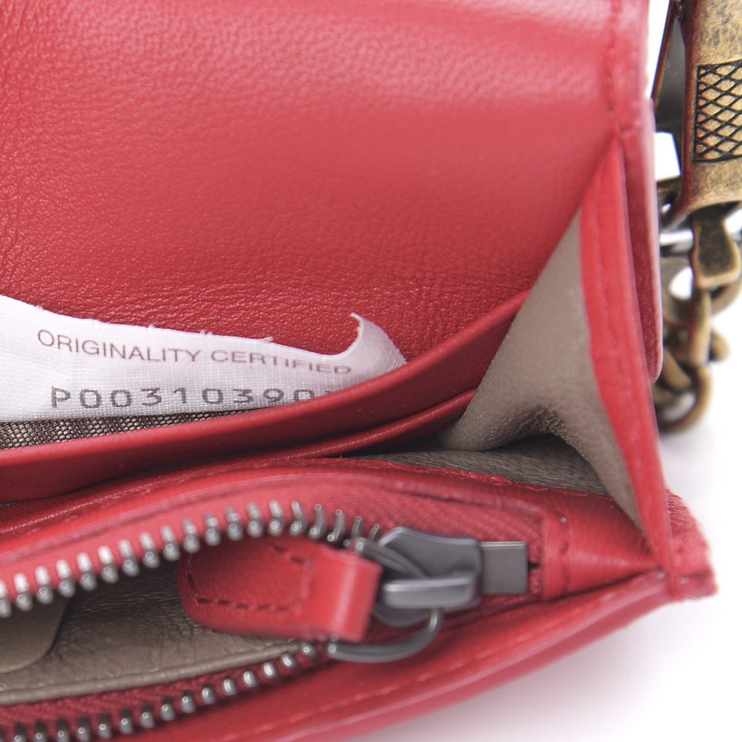 Nappa Intrecciato Chain Wallet China Red