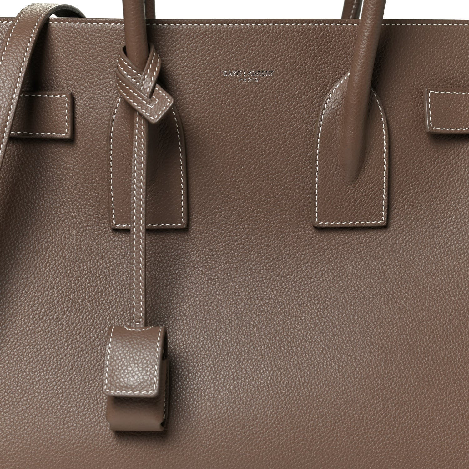 Saint Laurent Grained Calfskin Topstitch Small Classic Sac De Jour Taupe 7 of 11