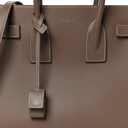 Saint Laurent Grained Calfskin Topstitch Small Classic Sac De Jour Taupe 7 of 11