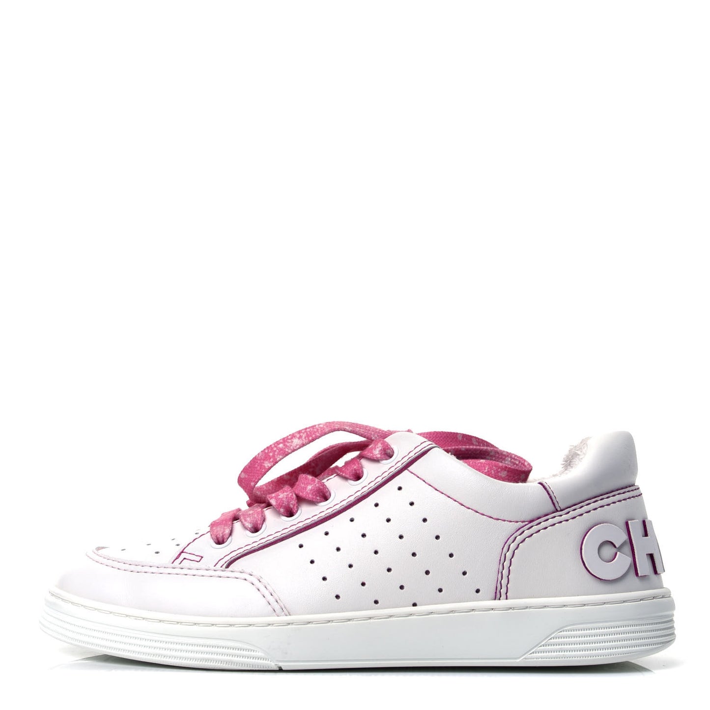 Calfskin Womens Logo Sneakers 39.5 White Pink