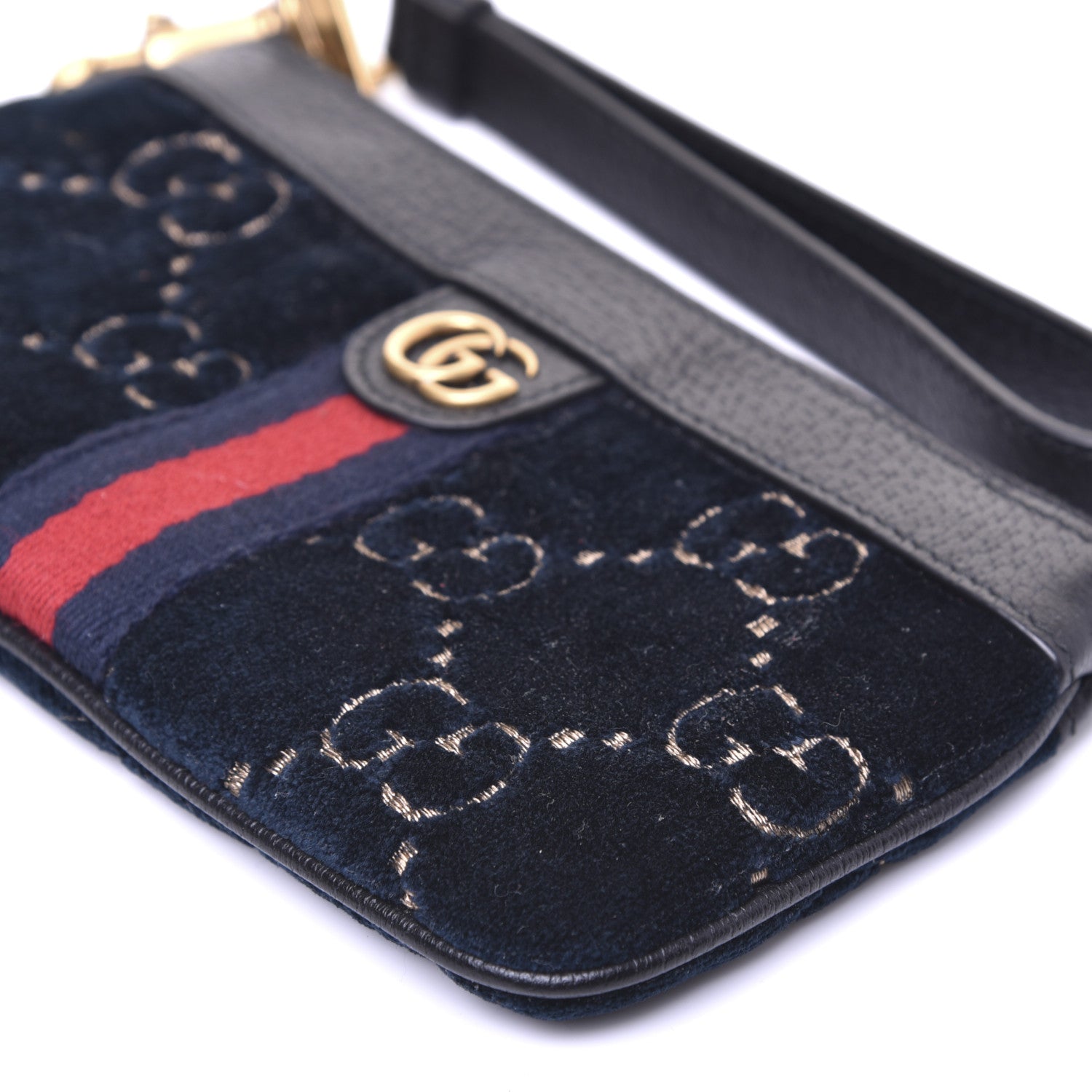 Gucci Velvet GG Monogram Textured Calfskin Web Smartphone Case Blue Beige Black 7 of 12