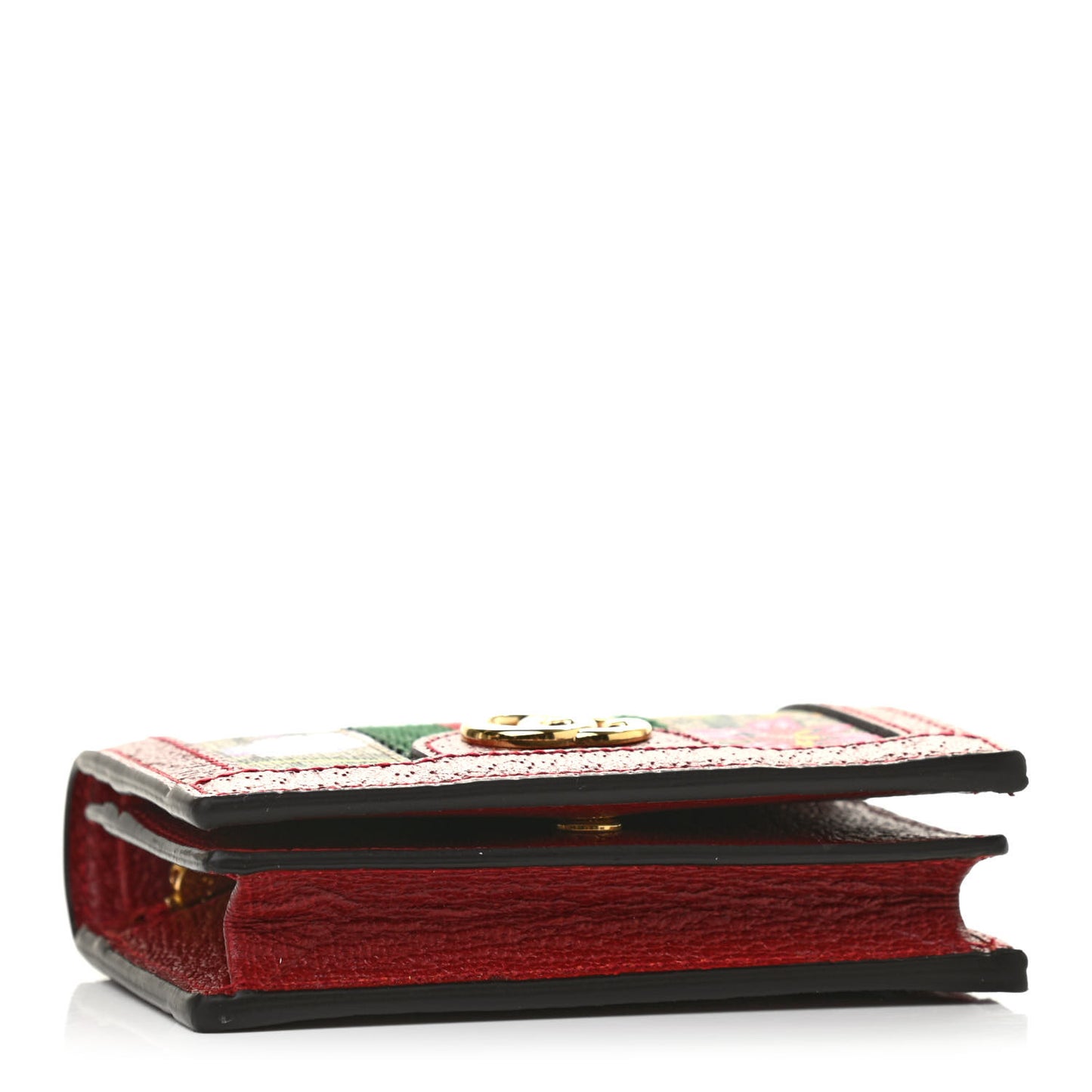 GG Supreme Monogram Flora Web Ophidia Card Case Red