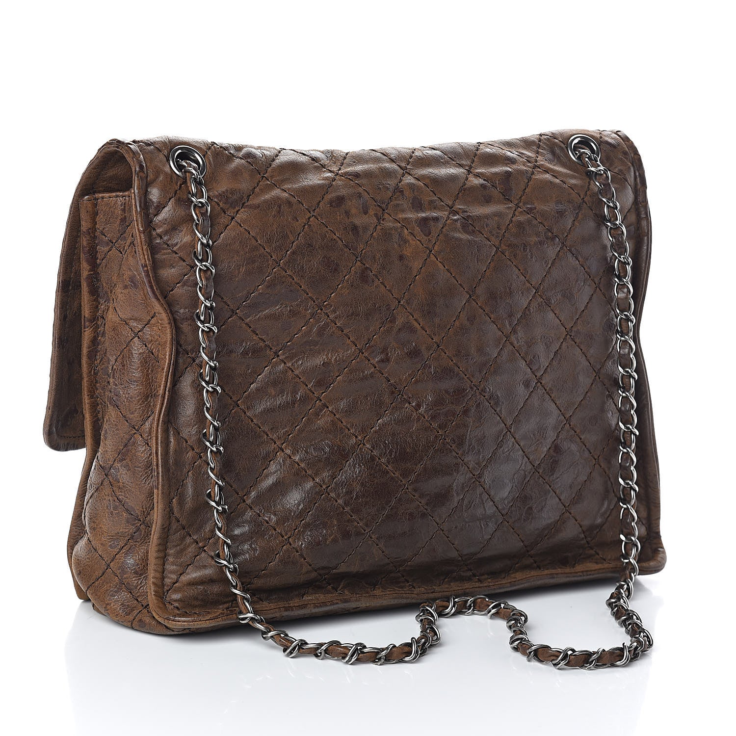 Chanel Aged Crumpled Calfskin Vintage Flap Brown 3 of 17