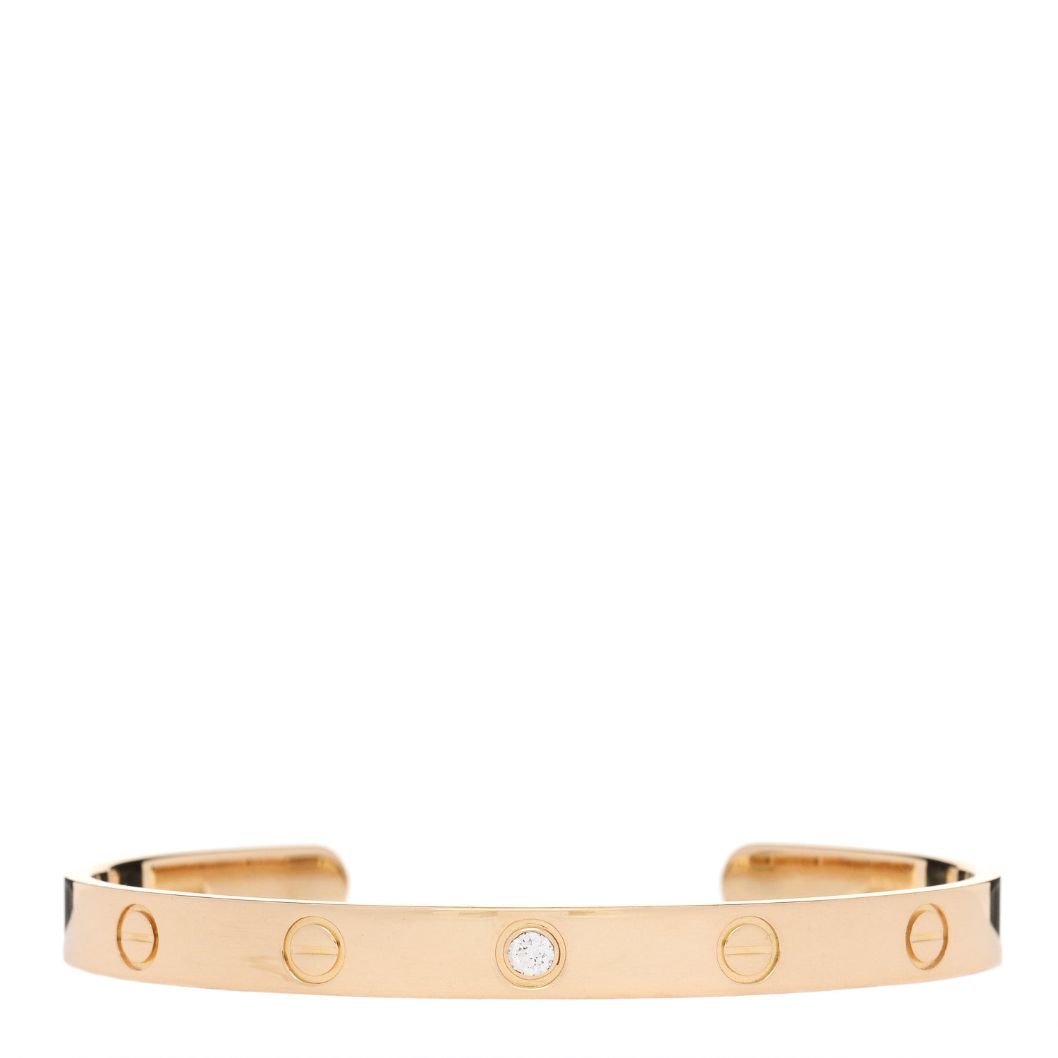 Cartier 18K Yellow Gold 1 Diamond LOVE Cuff Bracelet 18 1 of 4