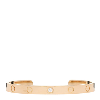 Cartier 18K Yellow Gold 1 Diamond LOVE Cuff Bracelet 18 1 of 4