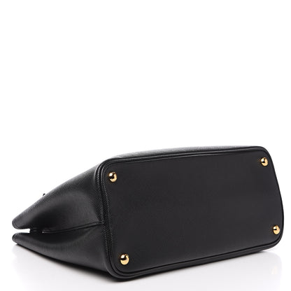 Prada Saffiano Cuir Medium Double Bag Black Fuoco 3 of 9