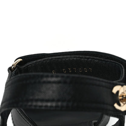 Chanel Goatskin CC Turnlock Sandals 39 Black 8 of 9