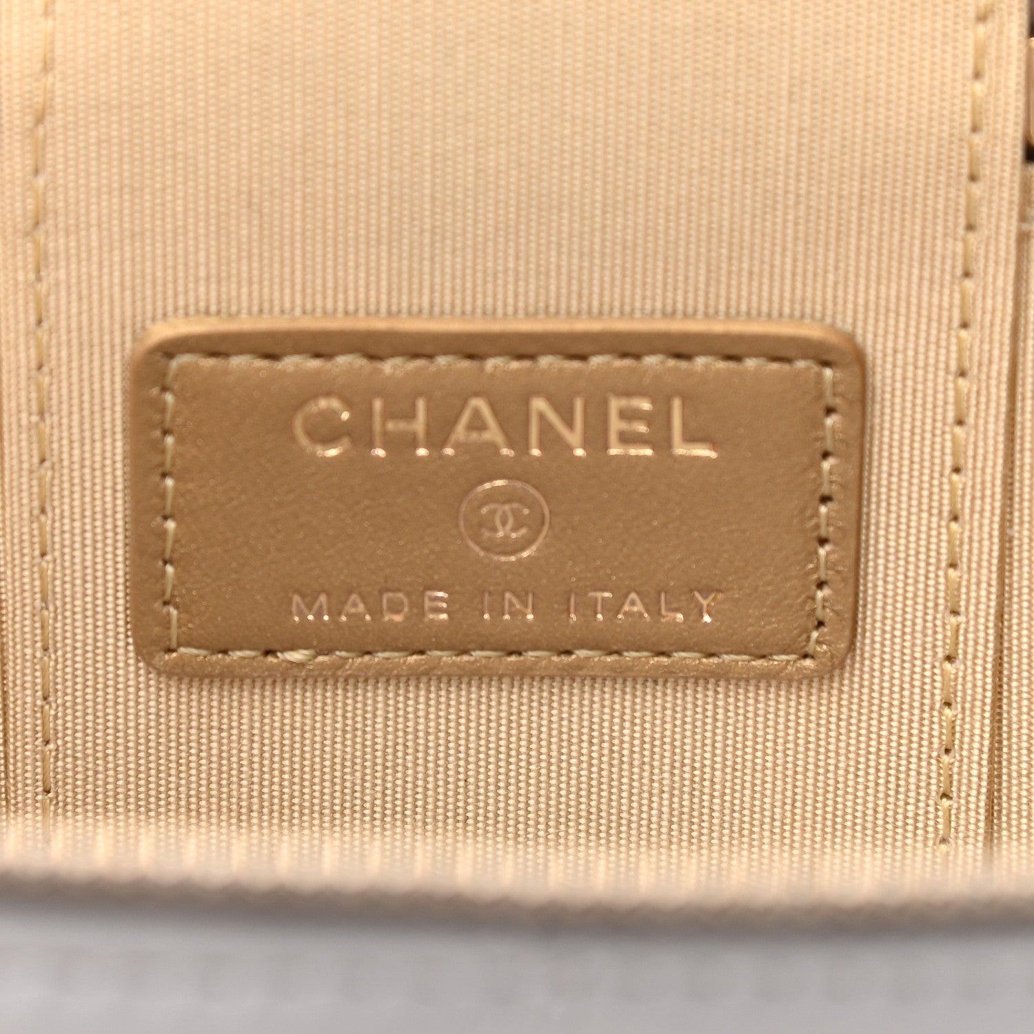 Chanel Lambskin Quilted Pearl Crush Mini Vanity Case With Chain Grey 6 of 9