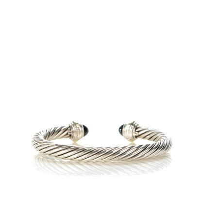 David Yurman Sterling Silver 14K Yellow Gold Black Onyx 7mm Cable Classics Bracelet 3 of 5
