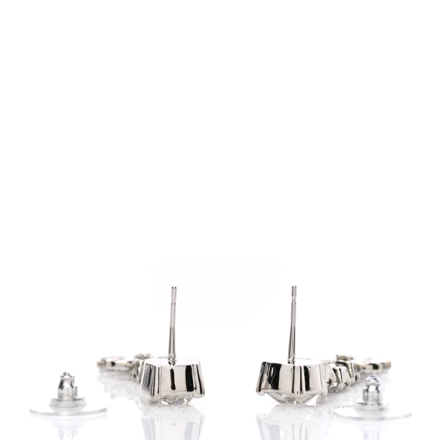 Chanel Crystal Starfall Drop CC Earrings Silver 3 of 5