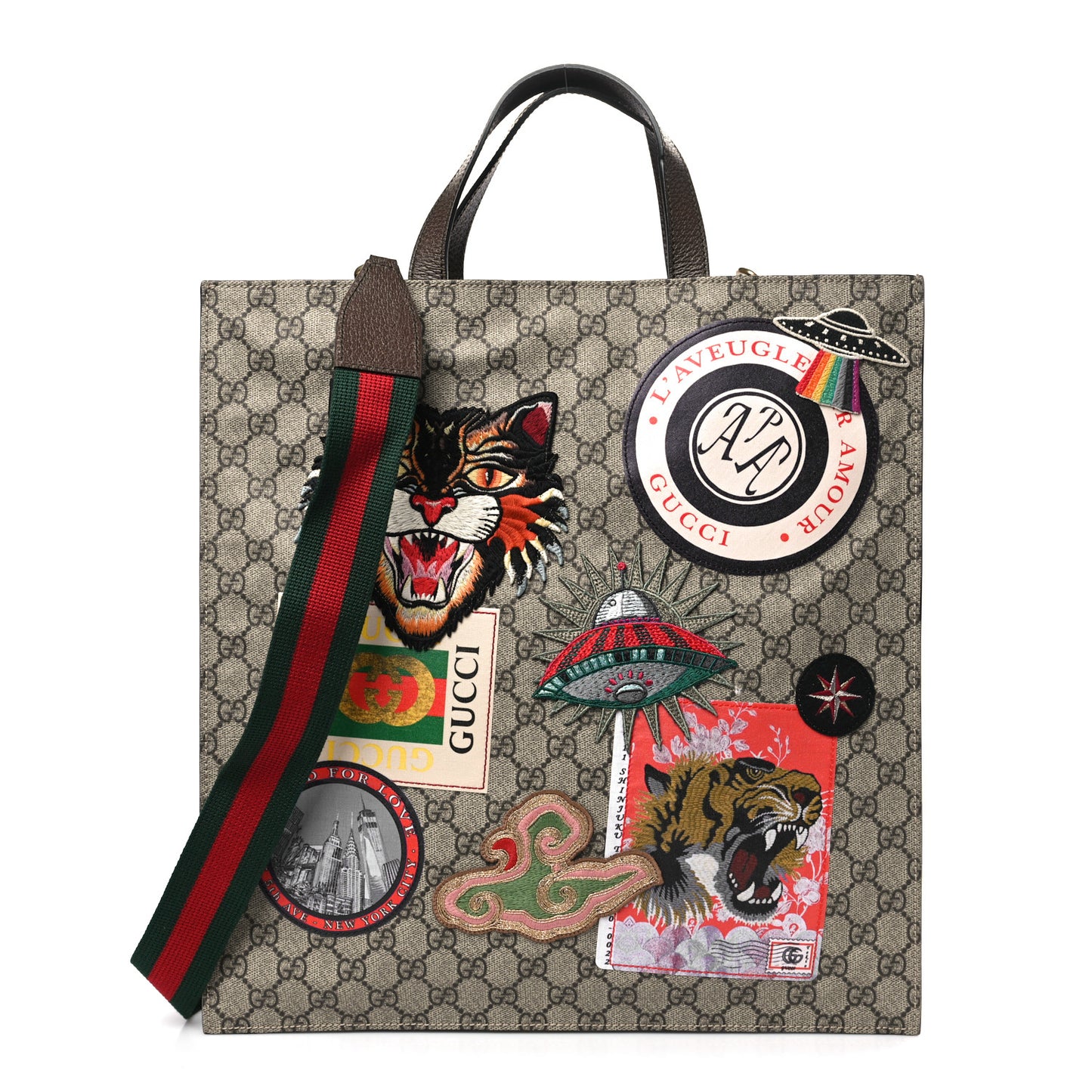 Soft GG Supreme Monogram Courrier Vertical Tote Beige New Acero