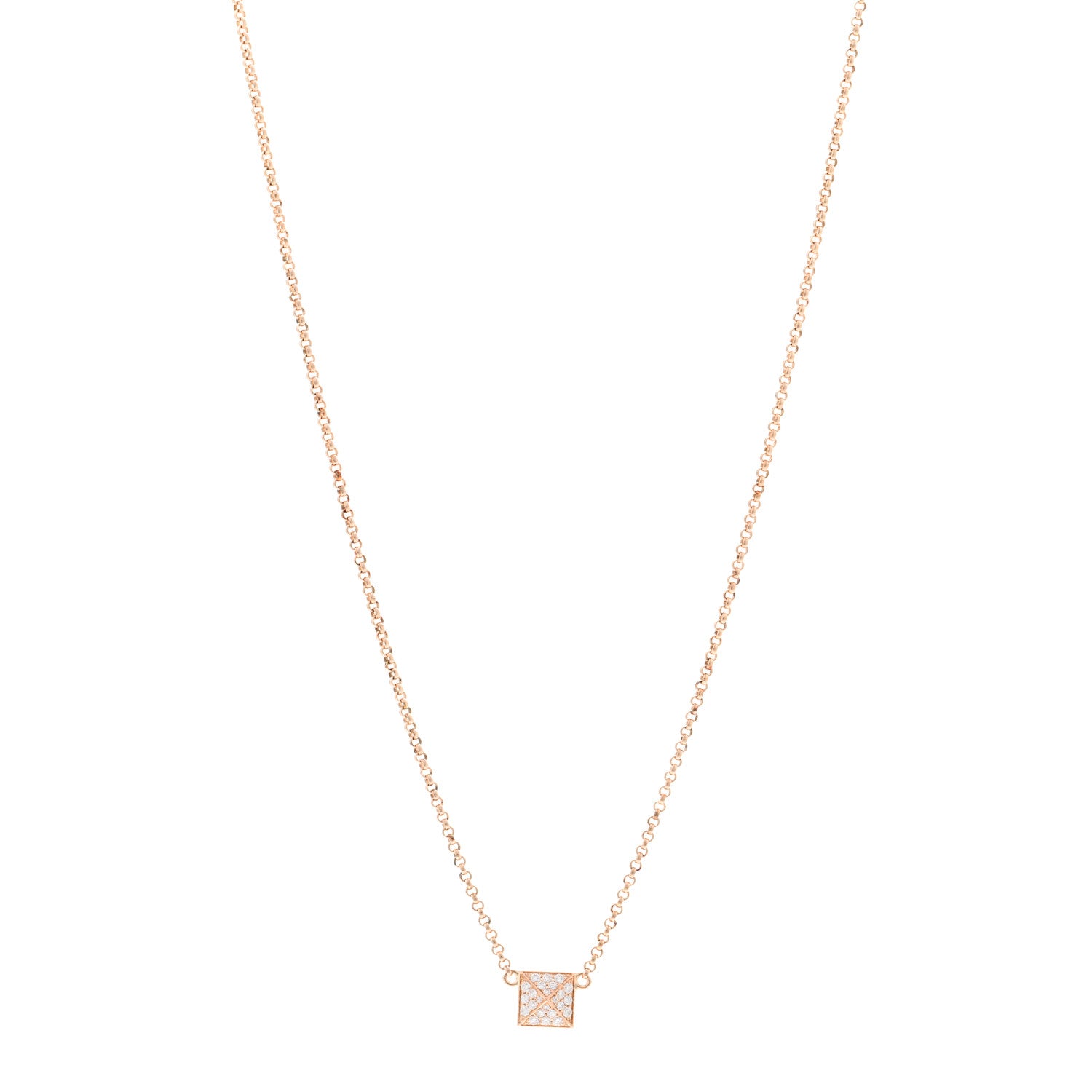 Hermes 18K Rose Gold Diamond Clou d'H Pendant Necklace 1 of 5
