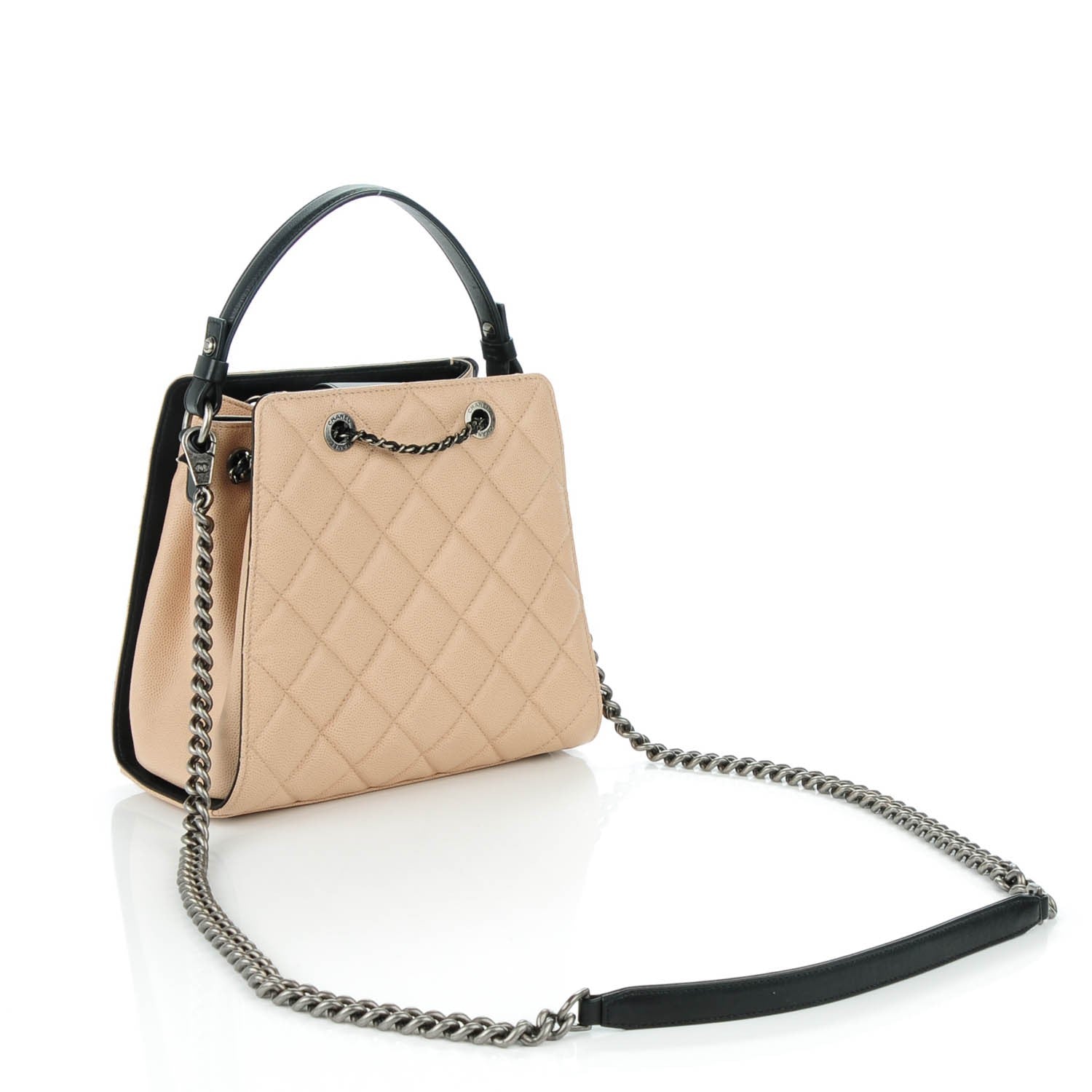 Chanel Caviar Quilted Small CC Bucket Bag Beige 3 of 7