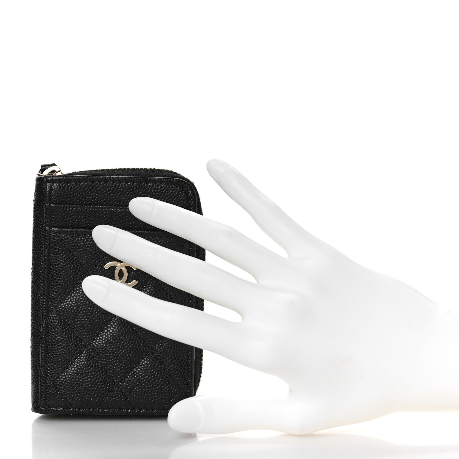 Chanel Caviar Quilted Zip Card Holder Black 2 of 10