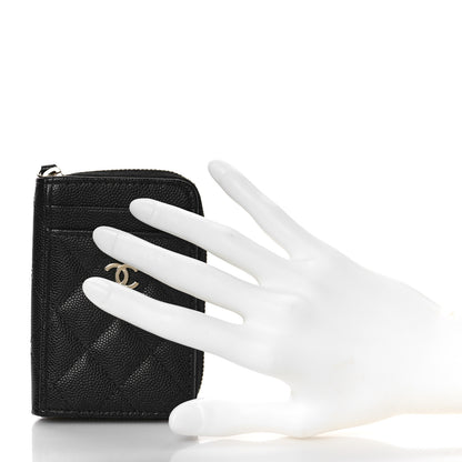 Chanel Caviar Quilted Zip Card Holder Black 2 of 10