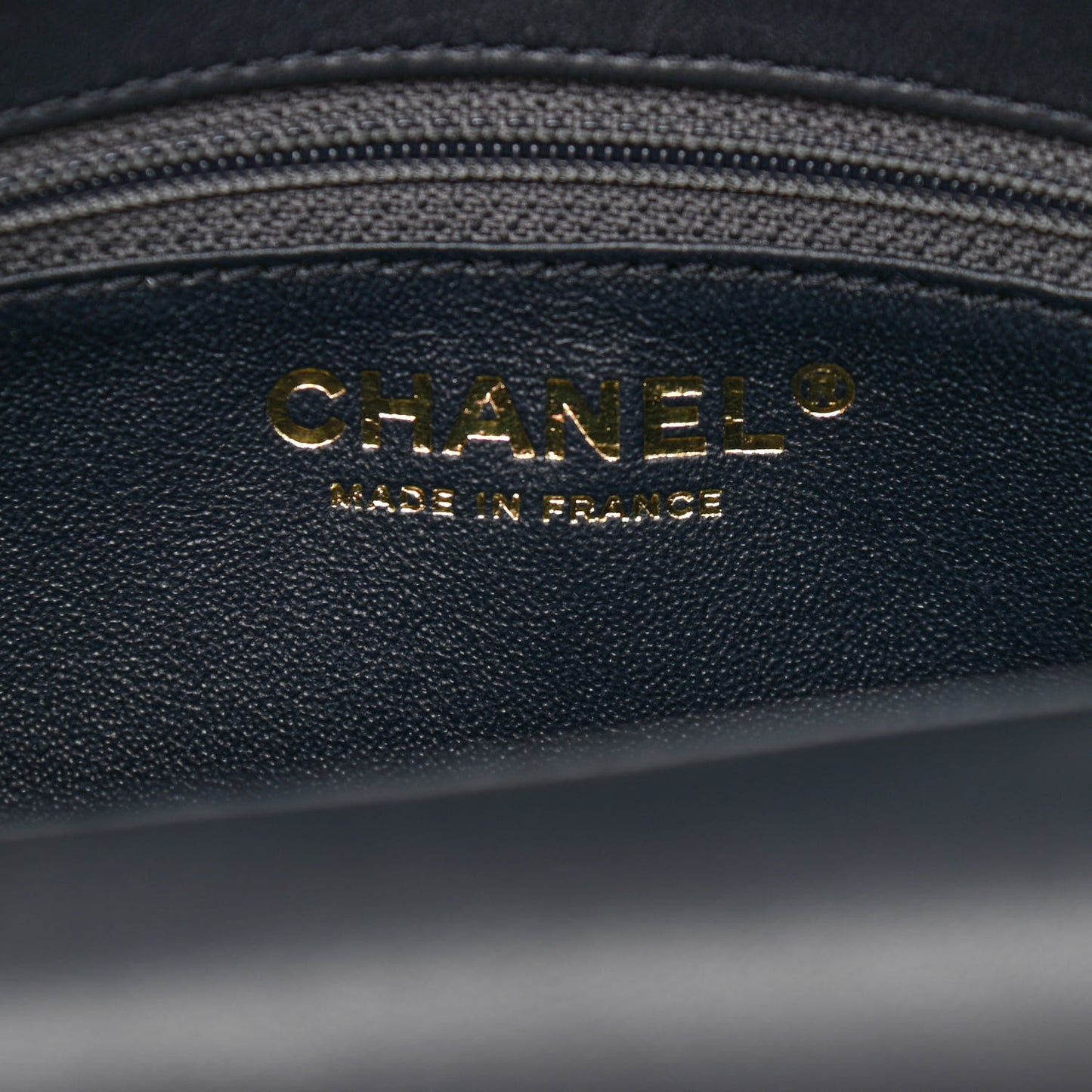 Lambskin Quilted Small CC Chic Flap Grey Dark Navy