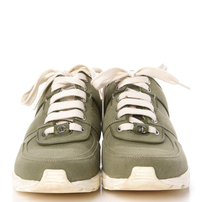 Chanel Canvas CC Sneakers 39.5 Khaki 2 of 17
