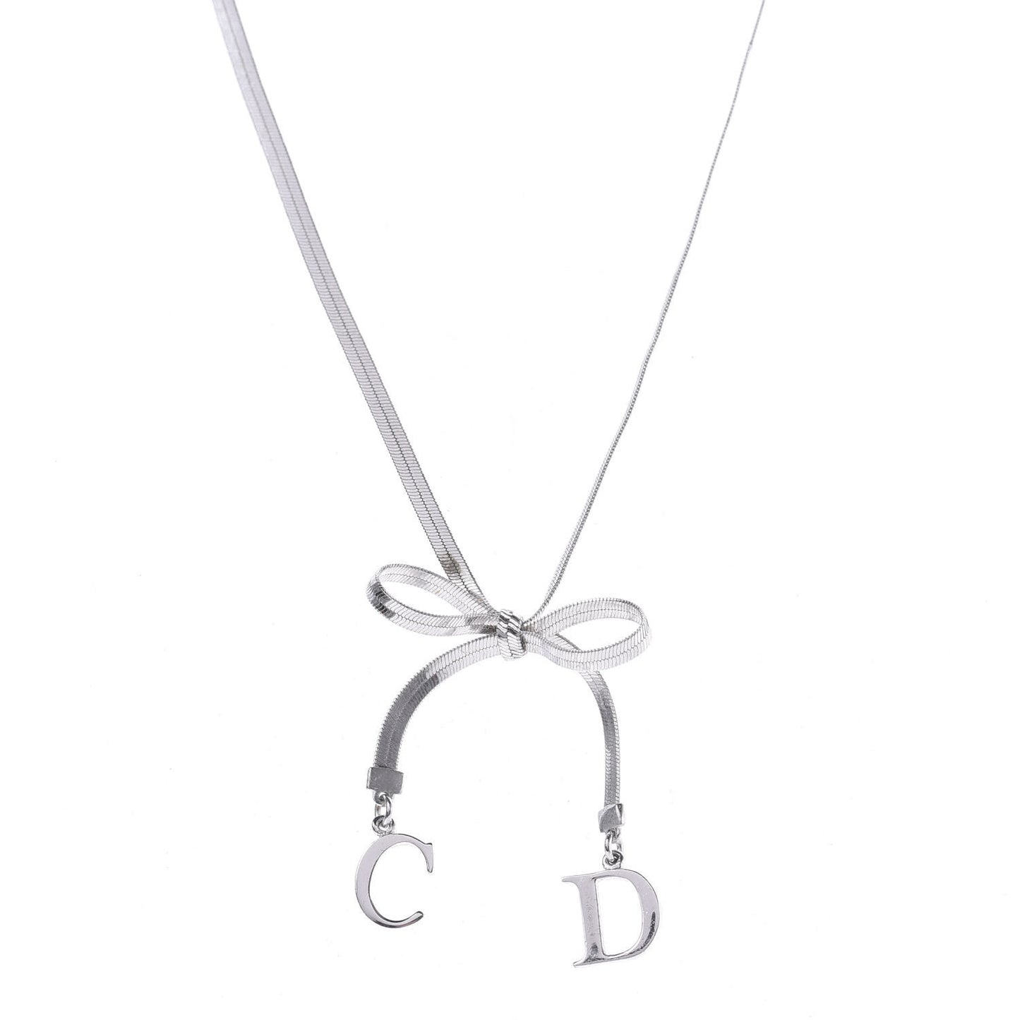 Bow CD Necklace Silver