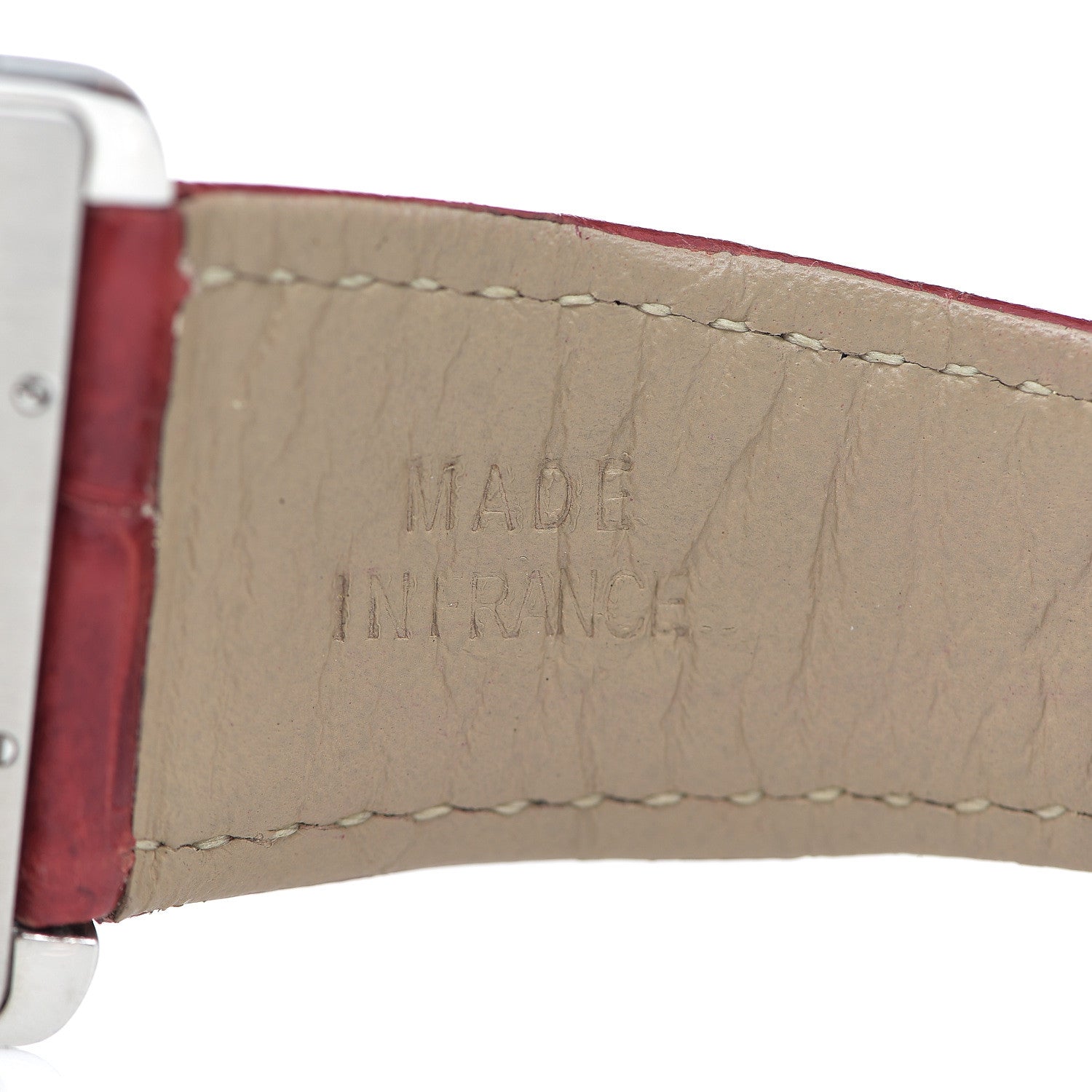 Cartier Stainless Steel Alligator 32mm Tank Divan Quartz Watch Red 5 of 7